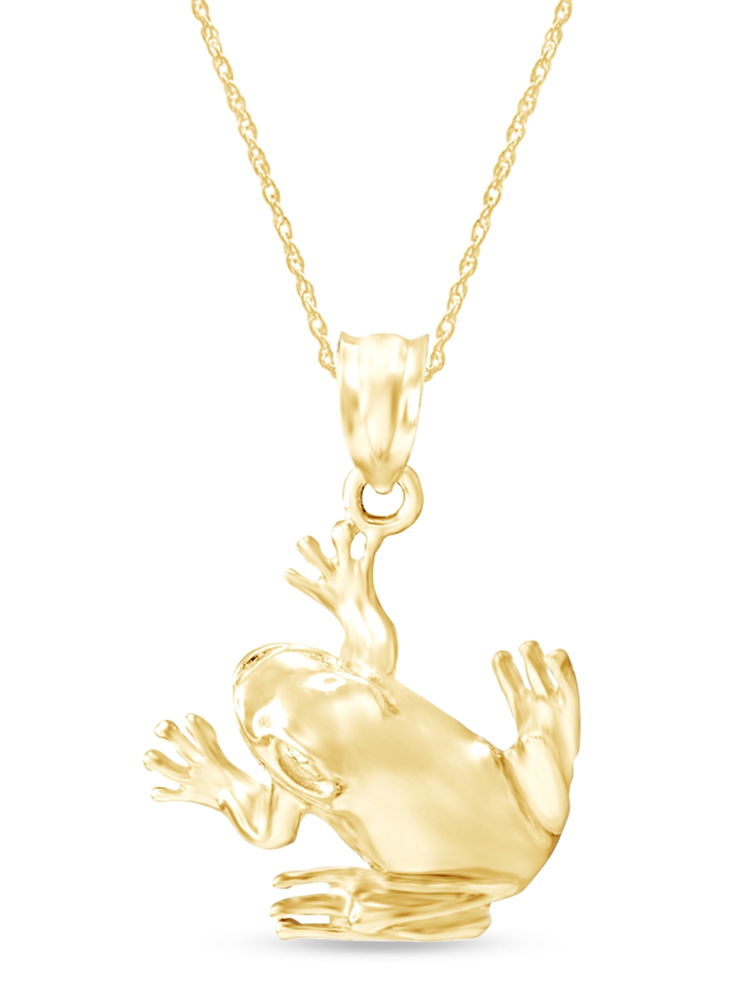 Amazon.com: 14K Yellow Gold Textured Sitting Frog Charm Pendant